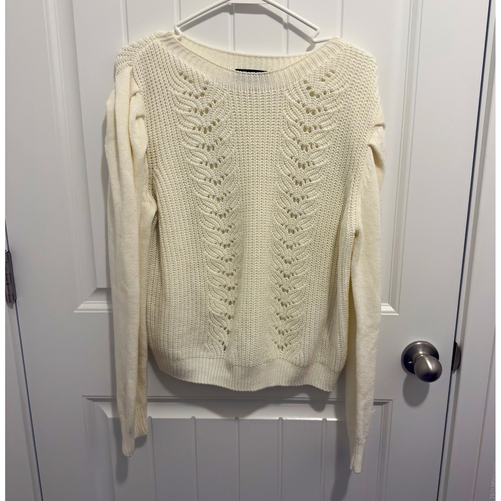 Lulus Ivory Acrylic Cable Knit Crew Neck Long Sleeve Pullover Sweater XL